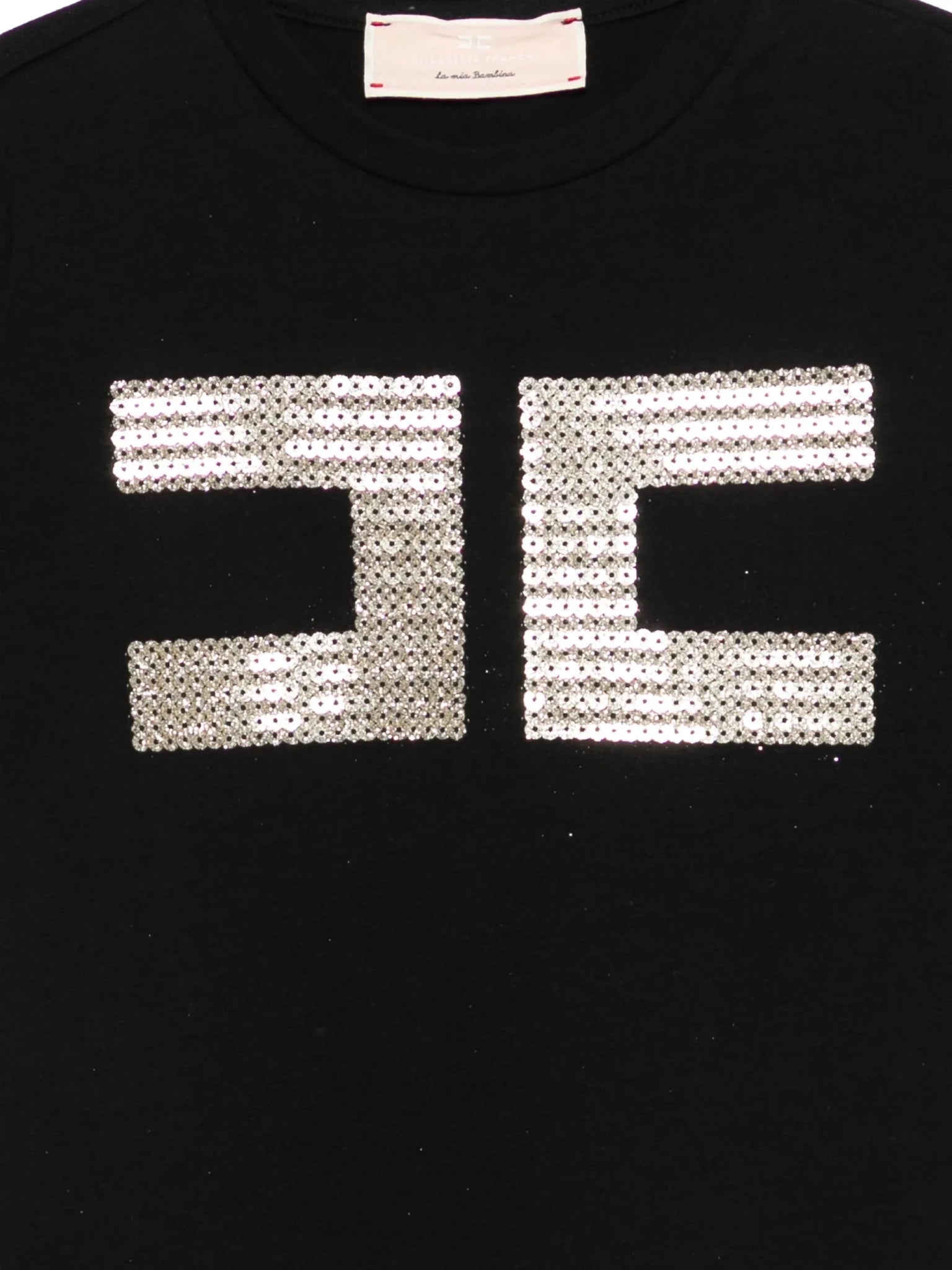 T - SHIRT NERA CON LOGO IN PAILLETTES ORO ELISABETTA FRANCHI - Angel Luxury