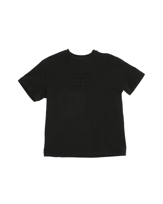 T - SHIRT NERA CON LOGO IN RICAMO ELISABETTA FRANCHI - Angel Luxury