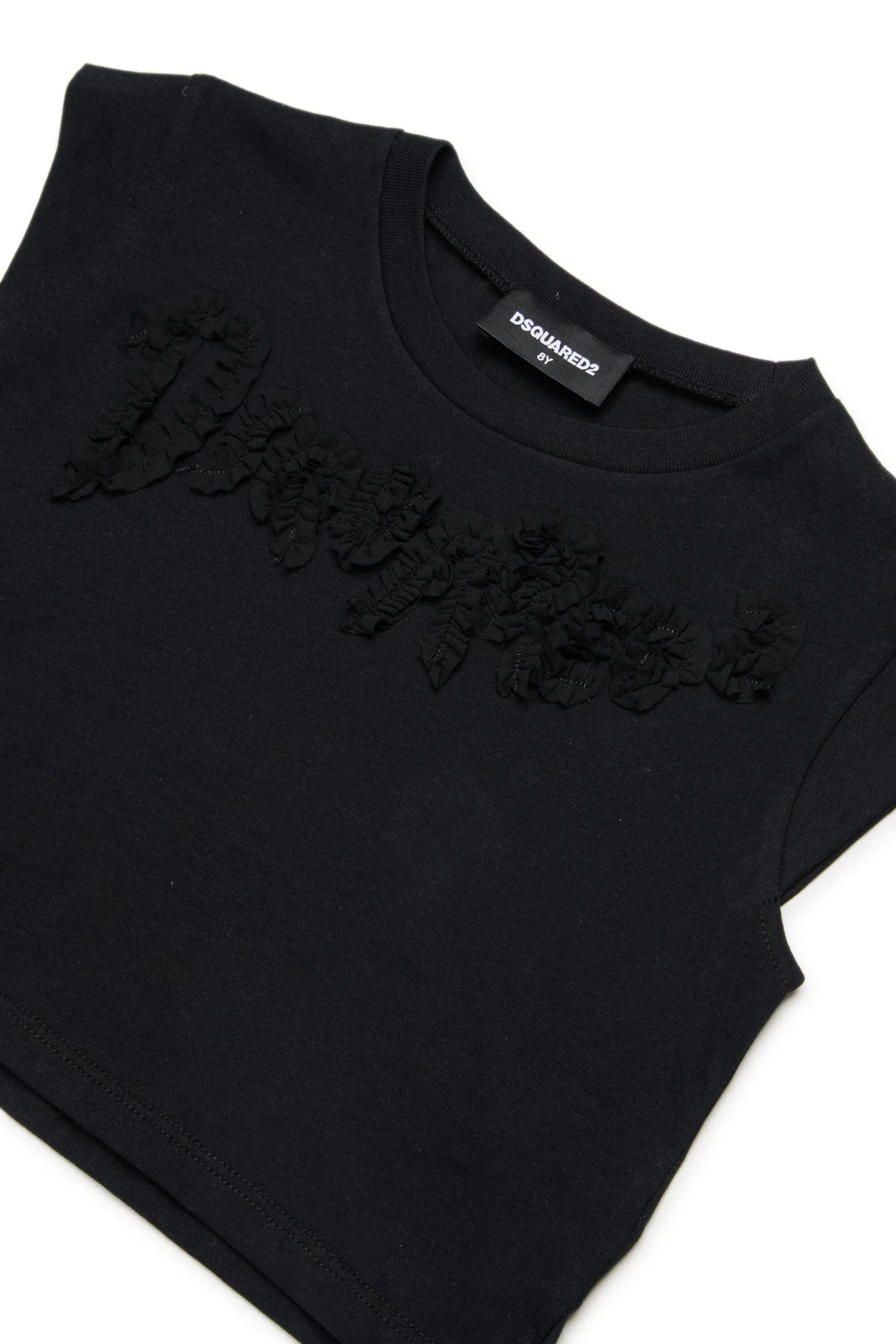 T - SHIRT NERA CON LOGO IN ROUCHES DSQUARED2 - Angel Luxury