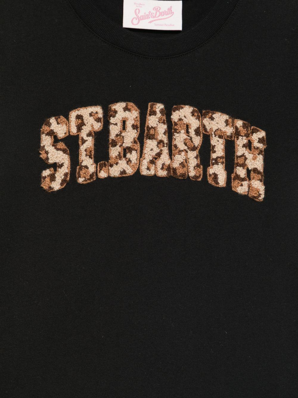 T - SHIRT NERA CON LOGO IN SPUGNA MACULATO MC2 SAINT BARTH - Angel Luxury