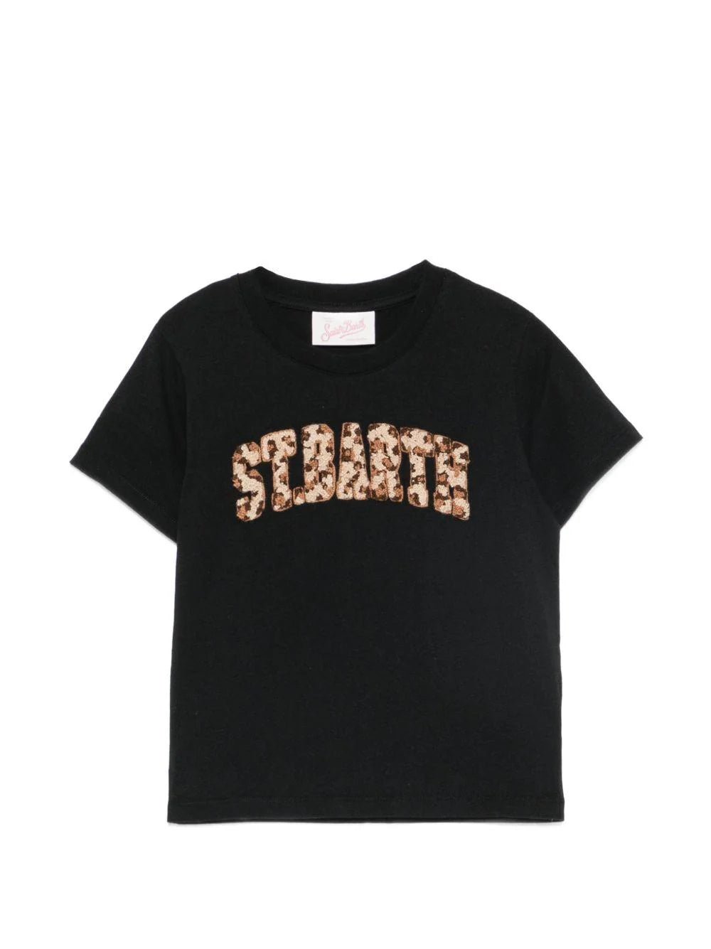 T - SHIRT NERA CON LOGO IN SPUGNA MACULATO MC2 SAINT BARTH - Angel Luxury