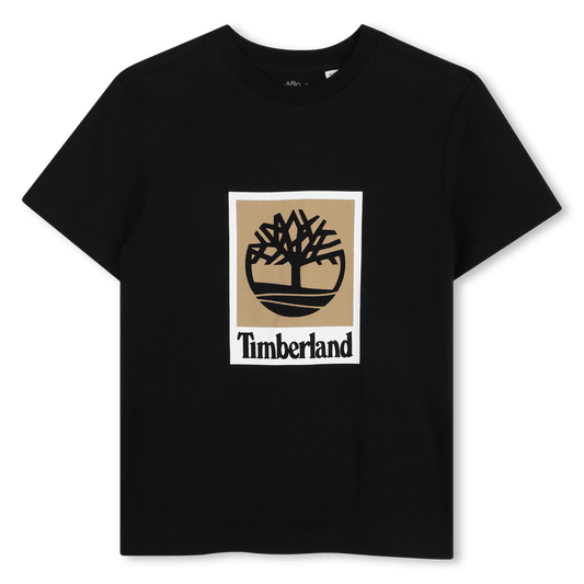 T - SHIRT NERA CON LOGO MARRONE/BIANCO TIMBERLAND - Angel Luxury