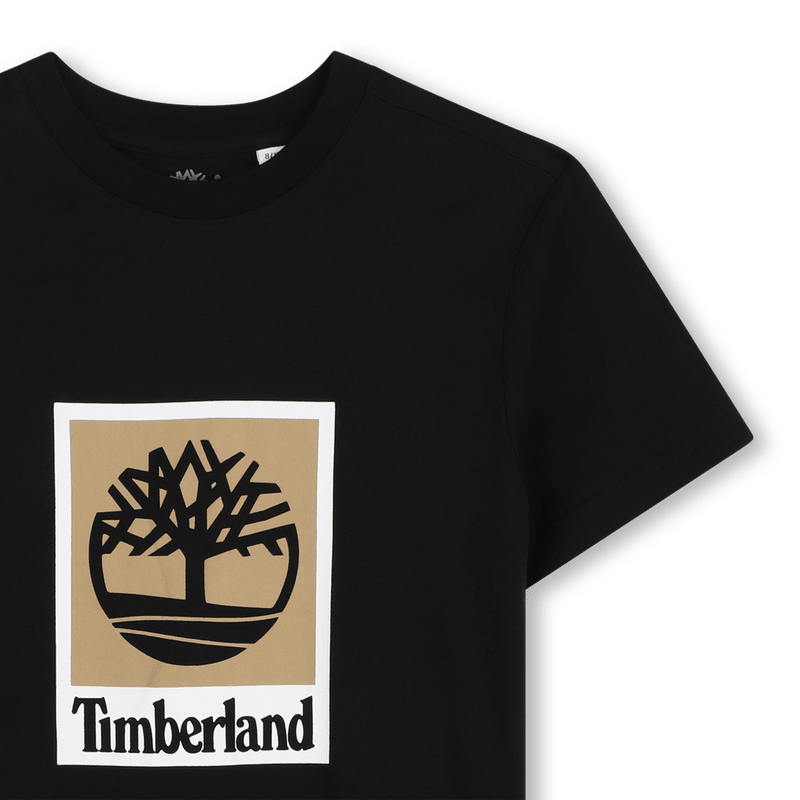 T - SHIRT NERA CON LOGO MARRONE/BIANCO TIMBERLAND - Angel Luxury