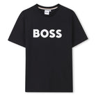 T - SHIRT NERA CON LOGO RICAMATO BIANGO HUGO BOSS - Angel Luxury