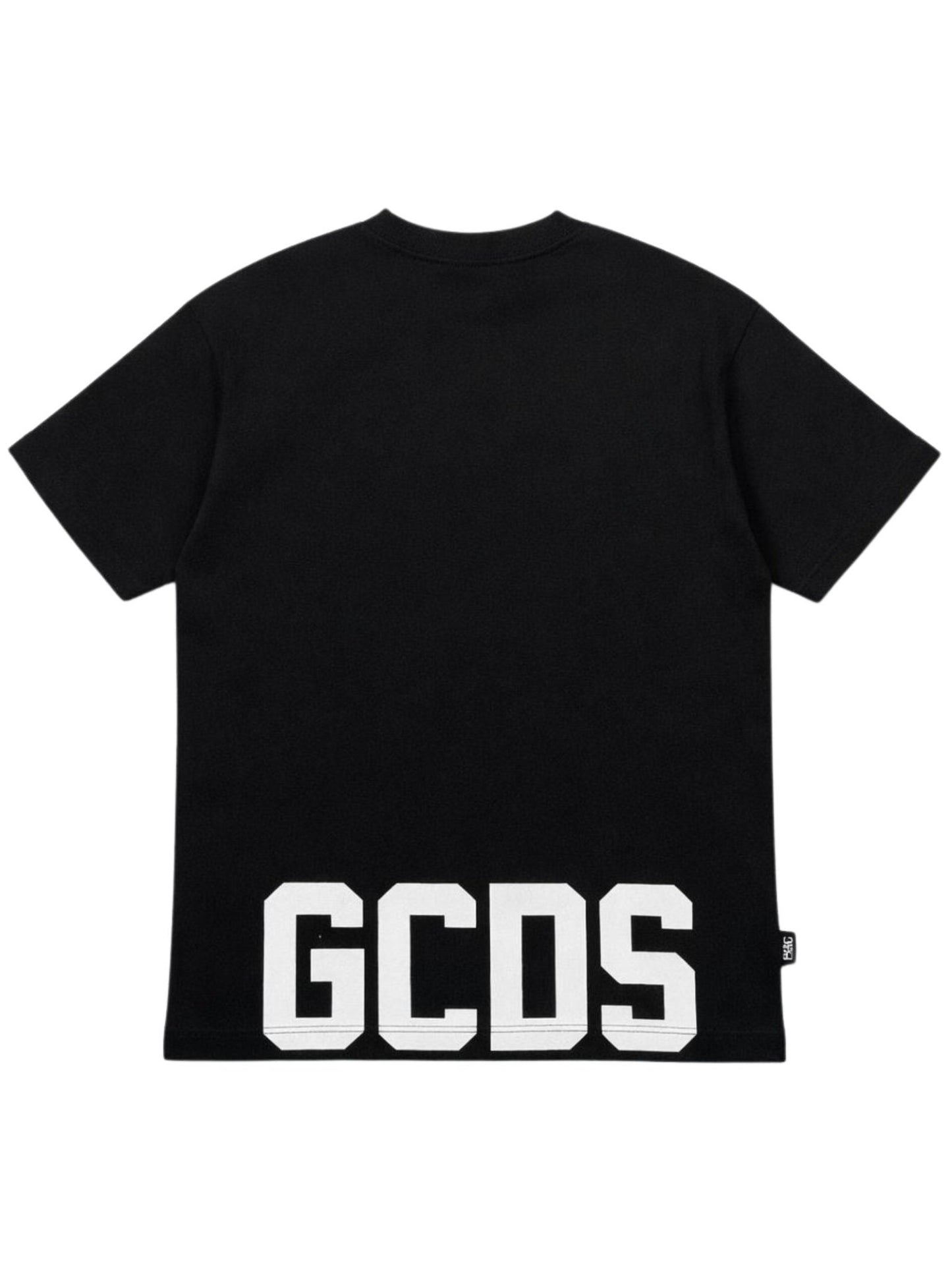 T - SHIRT NERA CON LOGO SUL DAVANTI E SUL RETRO BIANCO GCDS - Angel Luxury