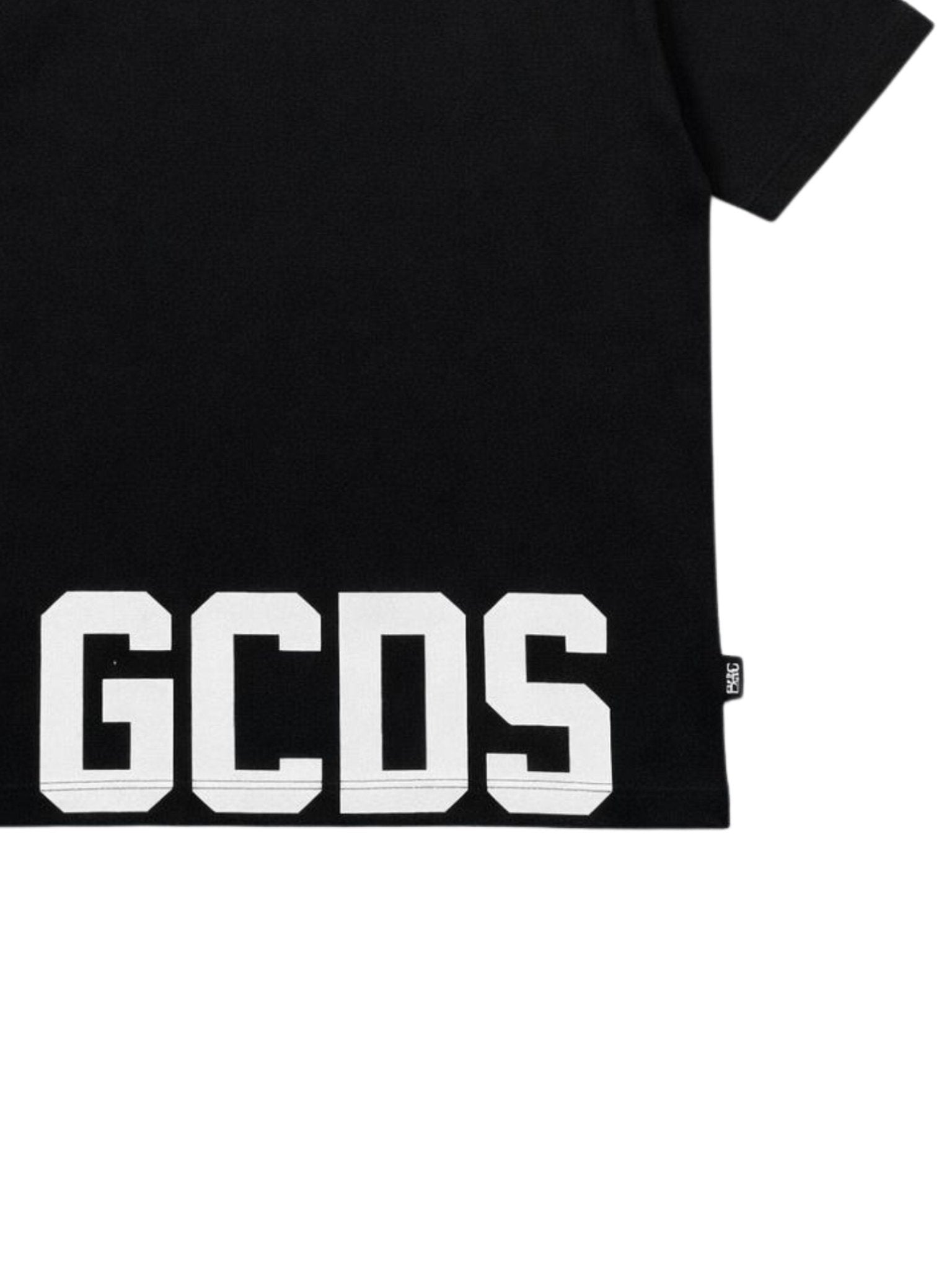 T - SHIRT NERA CON LOGO SUL DAVANTI E SUL RETRO BIANCO GCDS - Angel Luxury