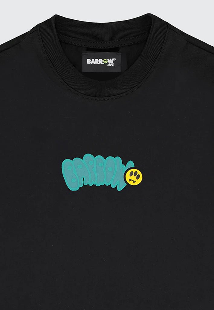T - SHIRT NERA CON LOGO SUL RETRO VERDE BARROW - Angel Luxury