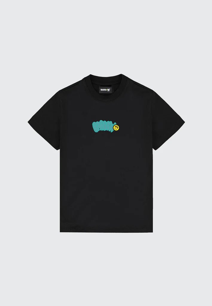 T - SHIRT NERA CON LOGO SUL RETRO VERDE BARROW - Angel Luxury