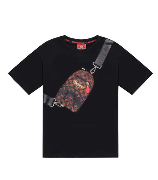 T - SHIRT NERA CON MARSUPIO SPRAYGROUND - Angel Luxury