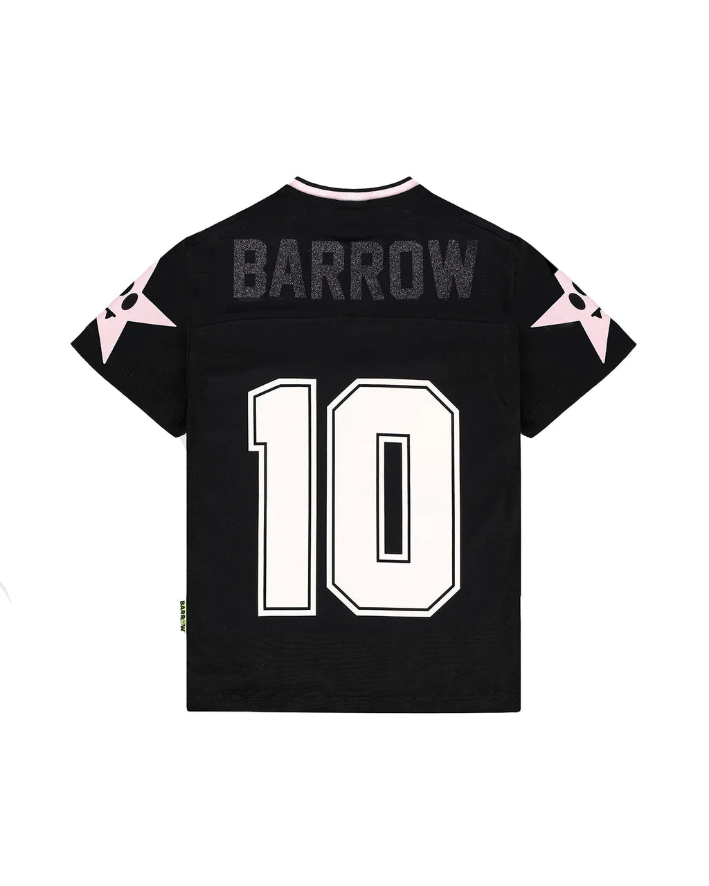 T - SHIRT NERA CON SCOLLO A V CON STAMPA BIANCA BARROW - Angel Luxury