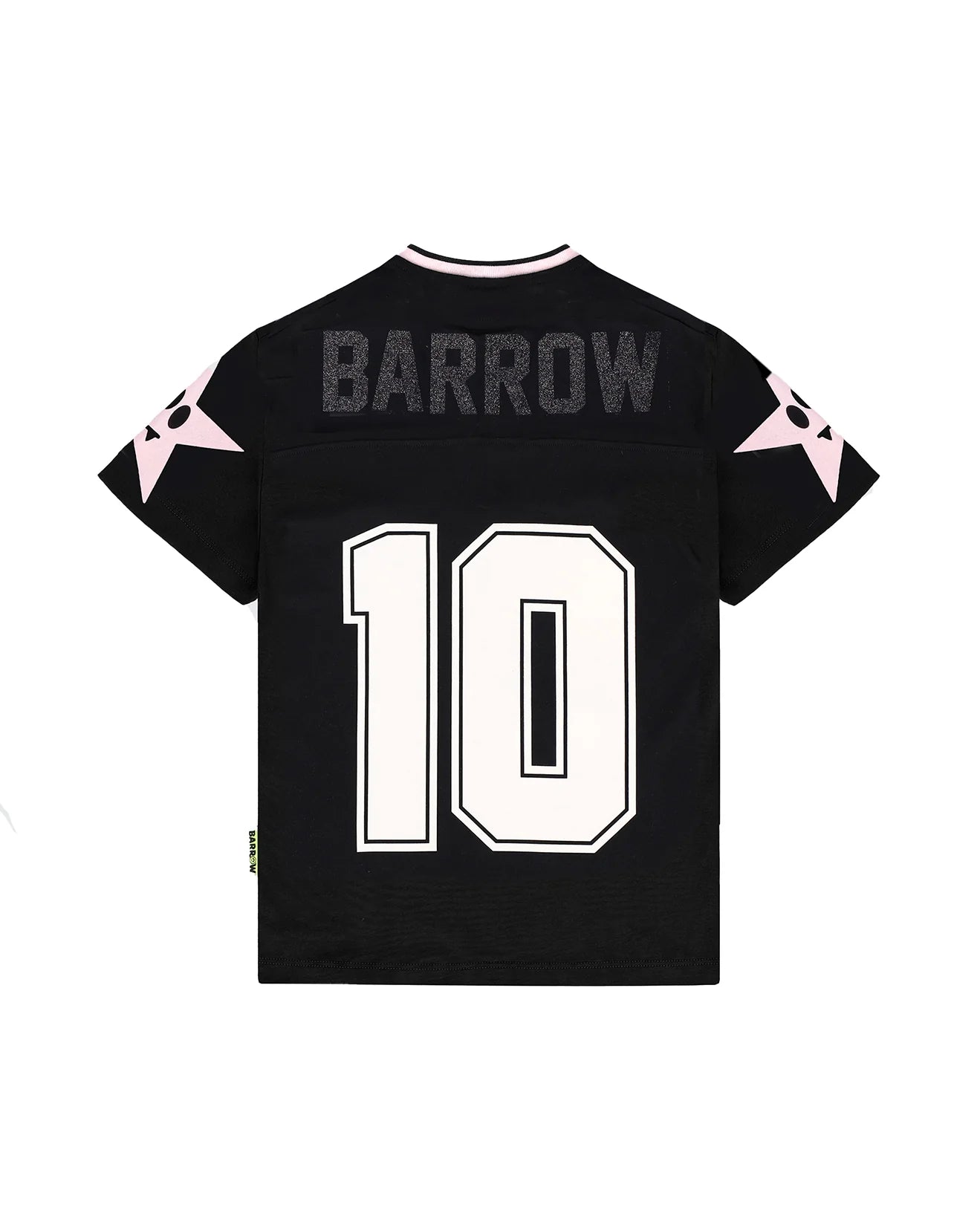 T - SHIRT NERA CON SCOLLO A V CON STAMPA BIANCA BARROW - Angel Luxury