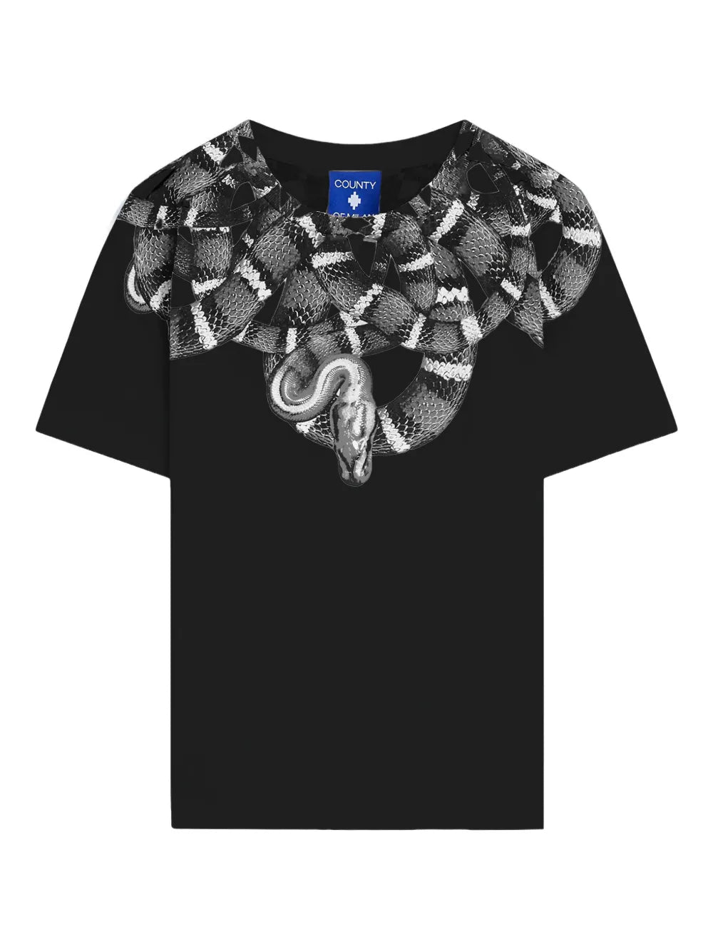 T - SHIRT NERA CON STAMPA A SERPENTE MARCELO BURLON - Angel Luxury
