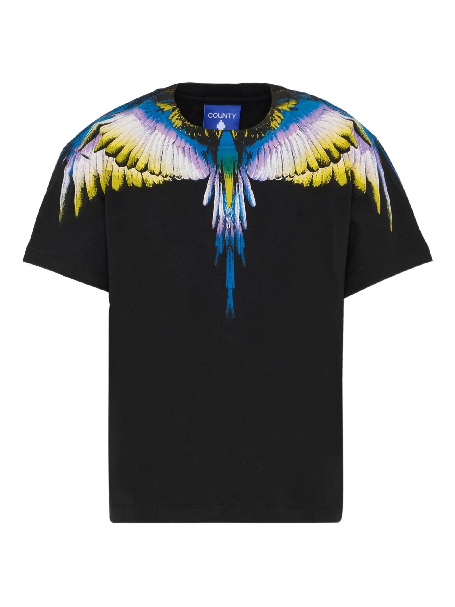 T - SHIRT NERA CON STAMPA ALI MULTICOLOR - Angel Luxury