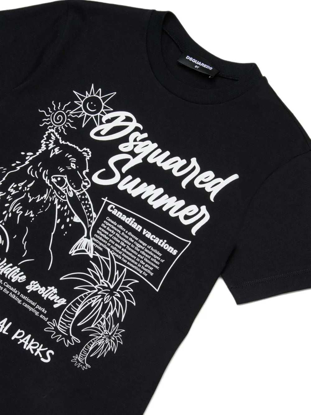 T - SHIRT NERA CON STAMPA BIANCA DSQUARED2 - Angel Luxury