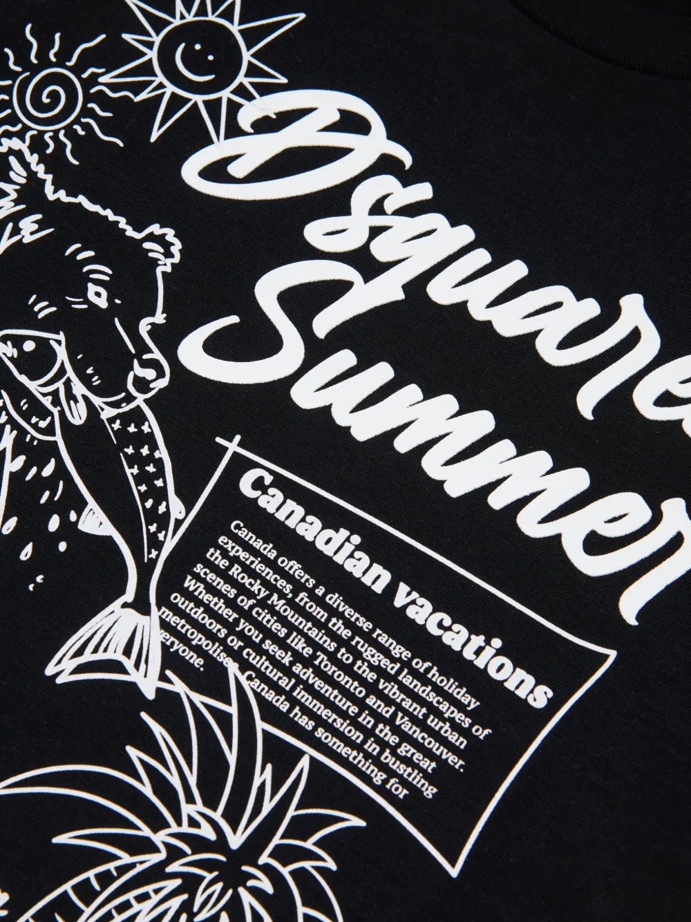 T - SHIRT NERA CON STAMPA BIANCA DSQUARED2 - Angel Luxury