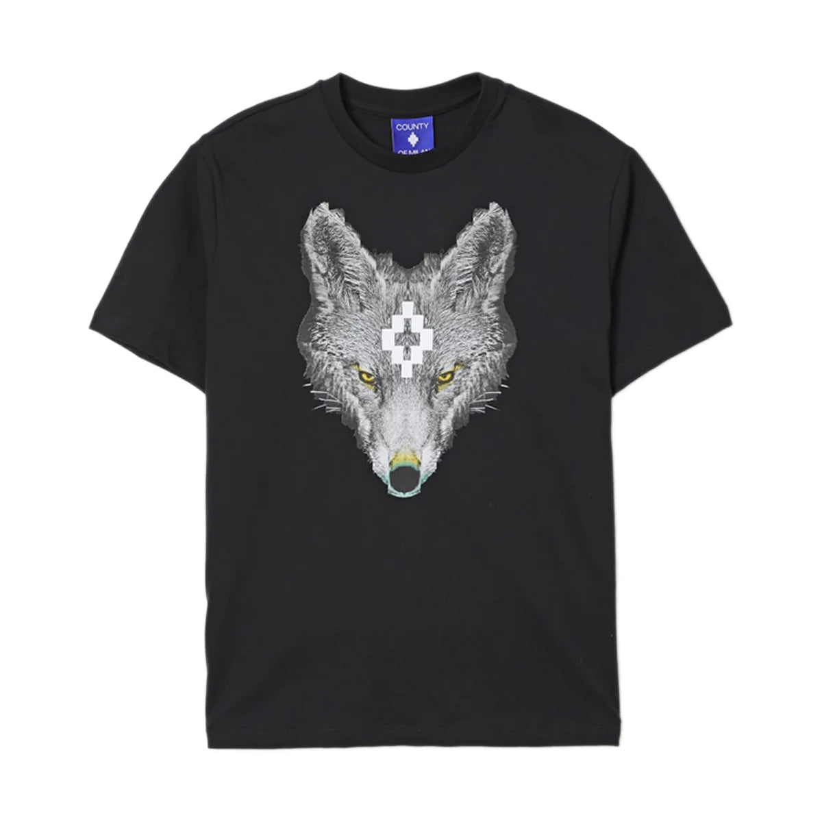 T - SHIRT NERA CON STAMPA LUPO MARCELO BURLON - Angel Luxury