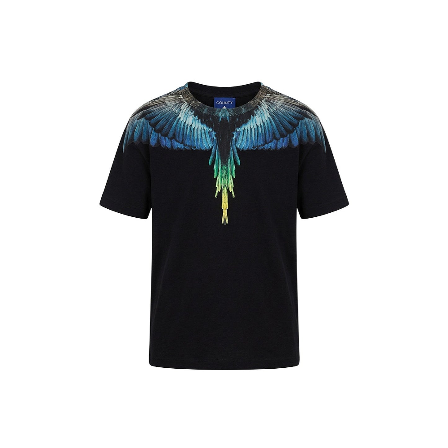 T - SHIRT NERA CON STAMPA MULTICOLOR MARCELO BURLON - Angel Luxury