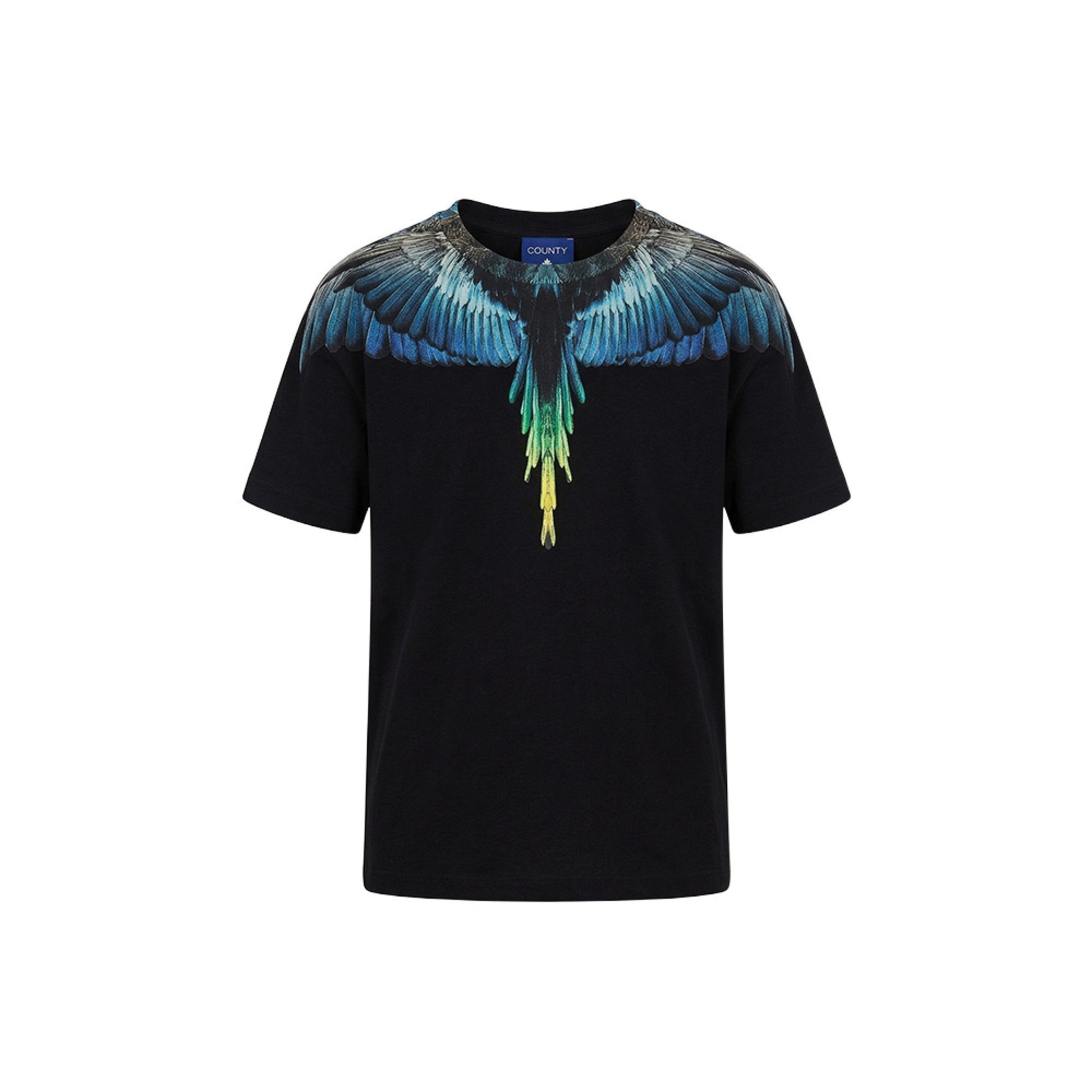 T - SHIRT NERA CON STAMPA MULTICOLOR MARCELO BURLON - Angel Luxury