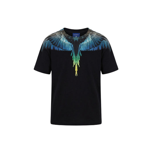 T - SHIRT NERA CON STAMPA MULTICOLOR MARCELO BURLON - Angel Luxury