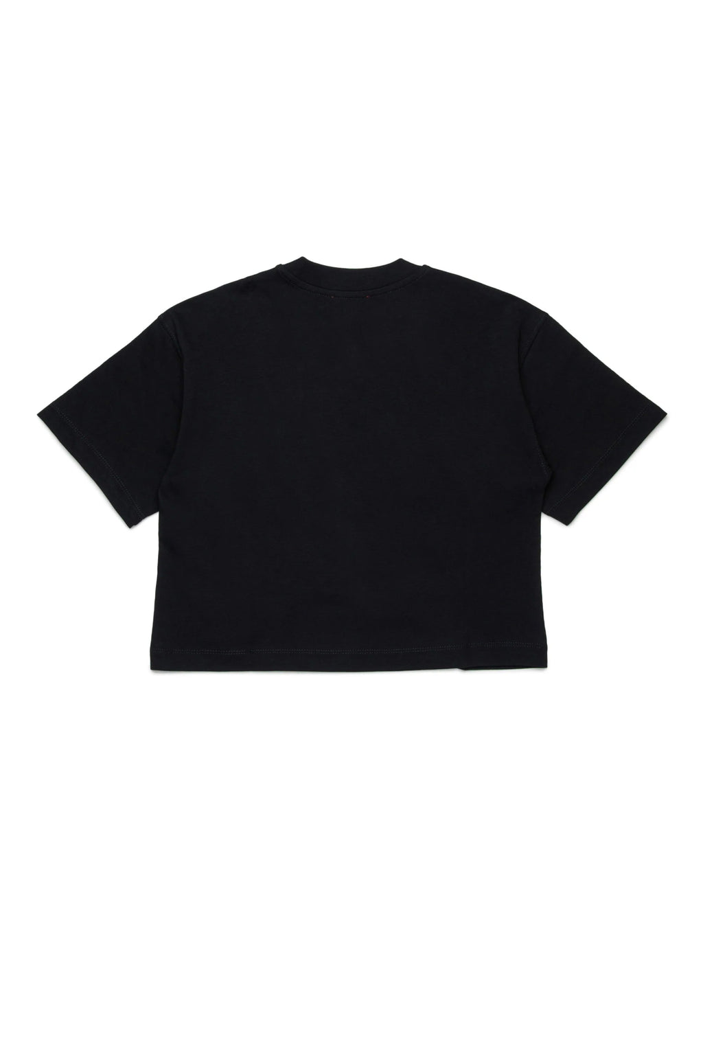 T - SHIRT NERA CROPPED CON LOGO BIANCO - Angel Luxury