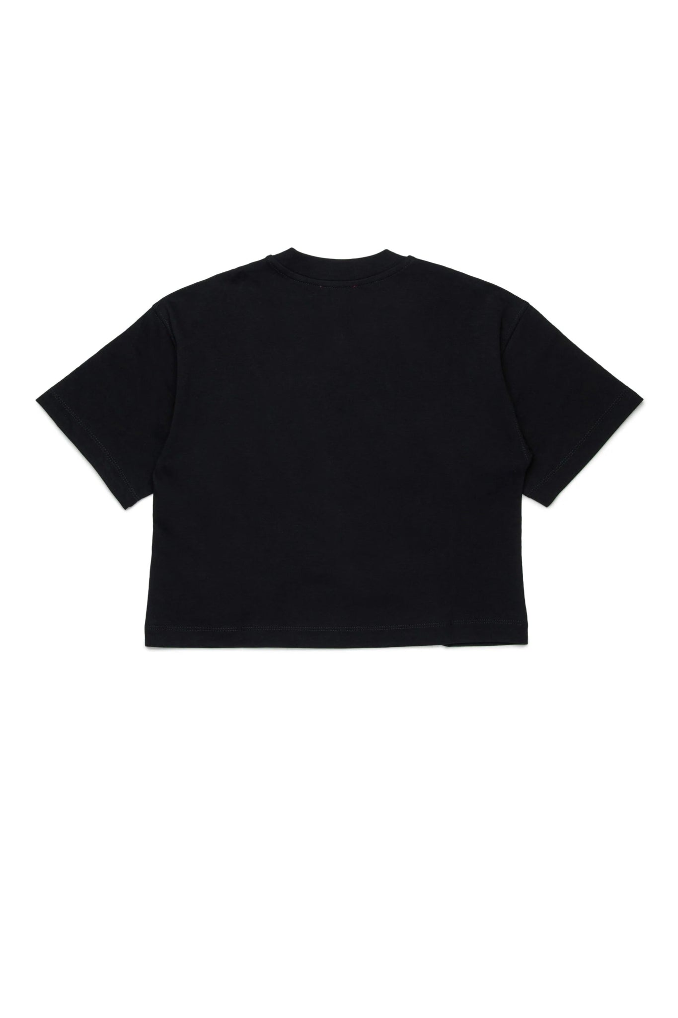 T - SHIRT NERA CROPPED CON LOGO BIANCO - Angel Luxury