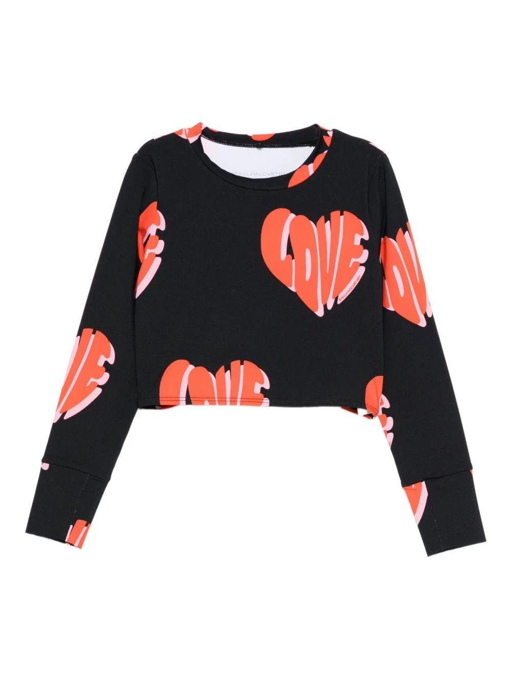 T - SHIRT NERA MANICA LUNGA CON SCRITTA LOVE STELLA MCCARTNEY - Angel Luxury