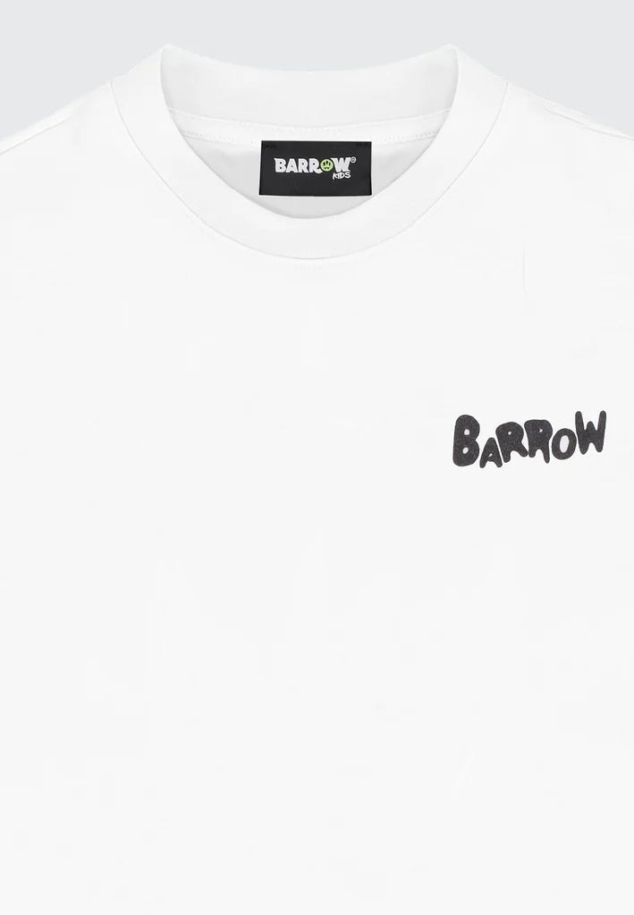 T - SHIRT NIANCA CON LOGO NERO SUL RETRO BARROW - Angel Luxury
