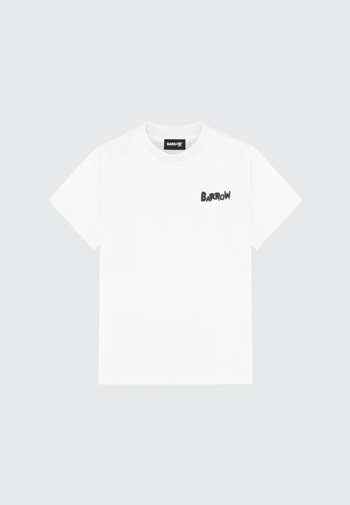 T - SHIRT NIANCA CON LOGO NERO SUL RETRO BARROW - Angel Luxury