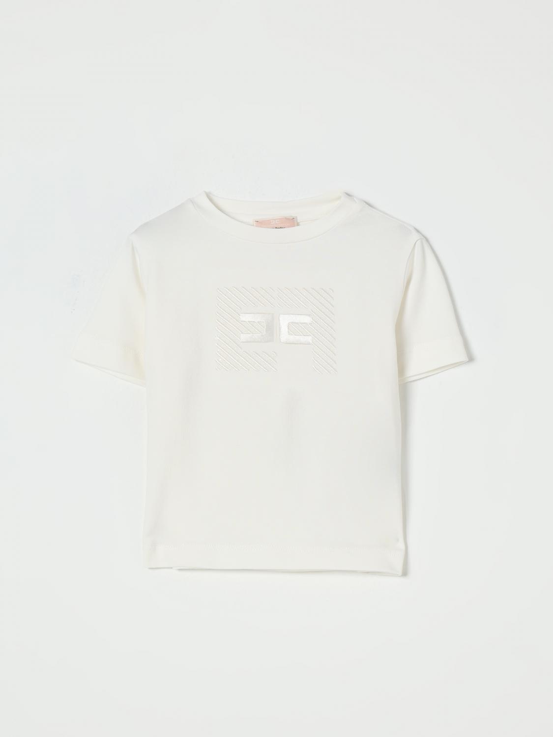 T - SHIRT PANNA CON RICAMO DIAGONALE ELISABETTA FRANCHI - Angel Luxury