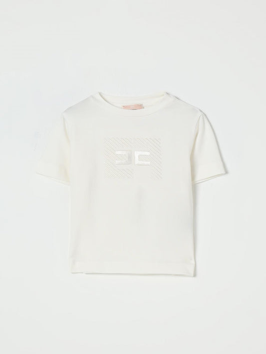 T - SHIRT PANNA CON RICAMO DIAGONALE ELISABETTA FRANCHI - Angel Luxury