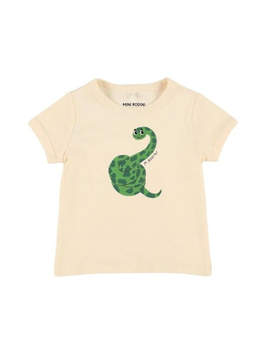 T - SHIRT PANNA CON SERPENTE VERDE MINI RODINI - Angel Luxury