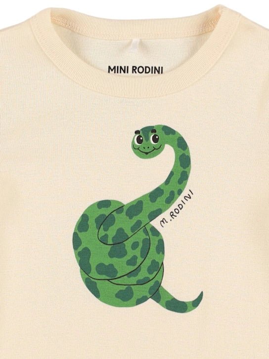 T - SHIRT PANNA CON SERPENTE VERDE MINI RODINI - Angel Luxury