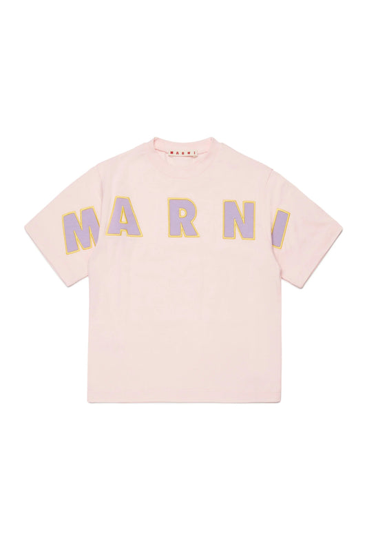 T - SHIRT ROSA CON LOGO LILLA MARNI - Angel Luxury