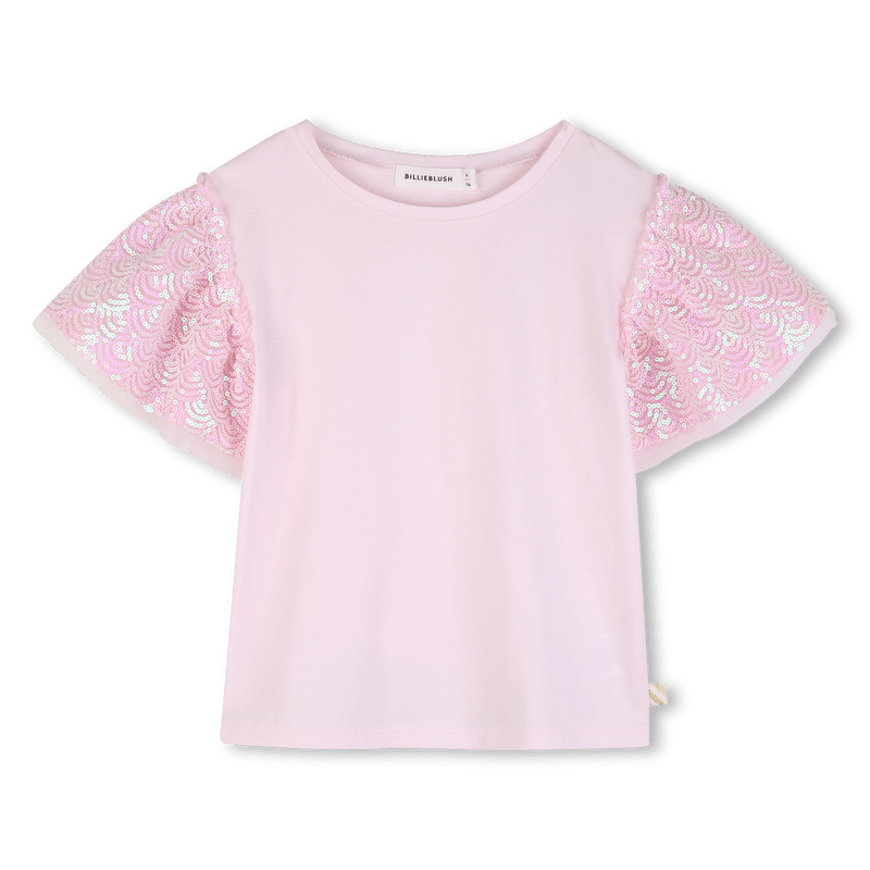 T - SHIRT ROSA CON MANICHE IN PAILLETTES BILLIEBLUSH - Angel Luxury
