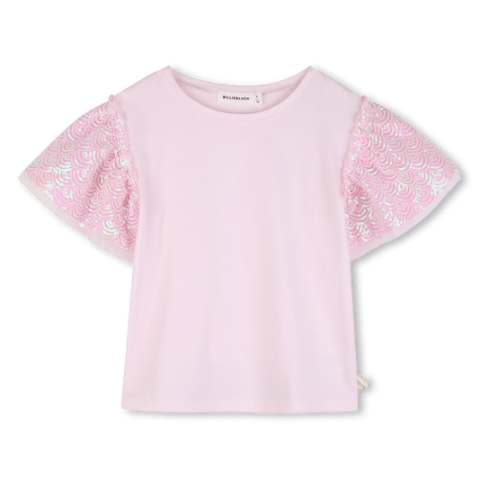 T - SHIRT ROSA CON MANICHE IN PAILLETTES BILLIEBLUSH - Angel Luxury