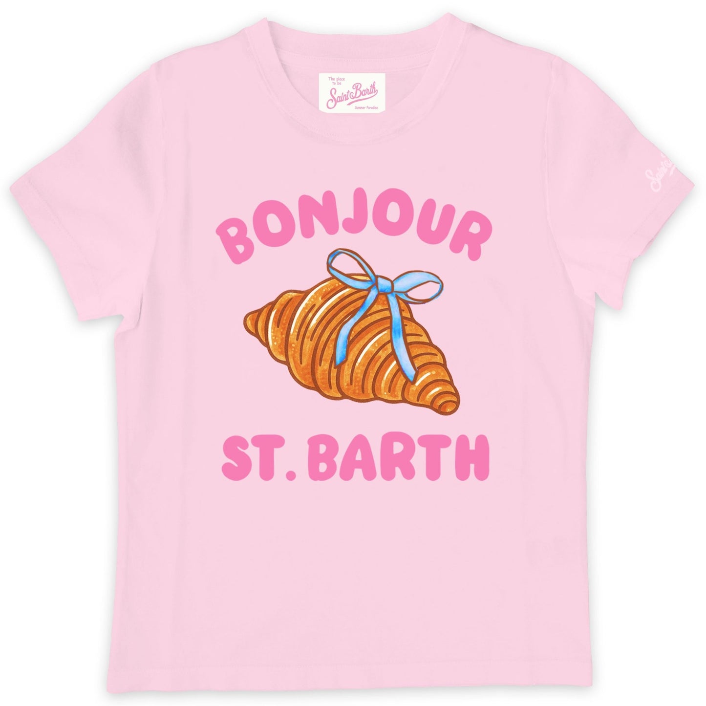 T - SHIRT ROSA CON STAMPA BONJOUR MC2 SAINT BARTH - Angel Luxury