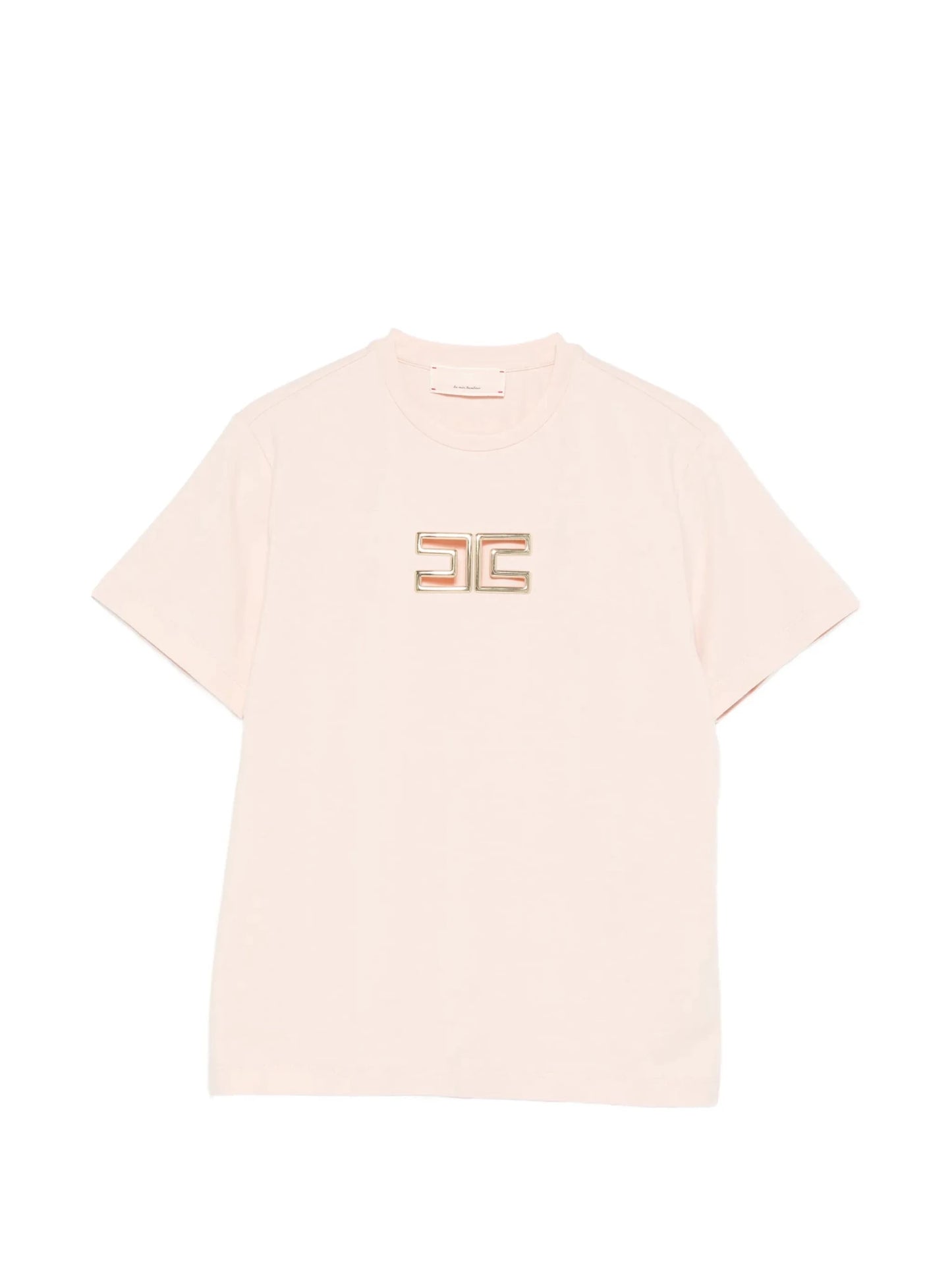 T - SHIRT ROSA PASTELLO CON LOGO IN ORO ELISABETTA FRANCHI - Angel Luxury