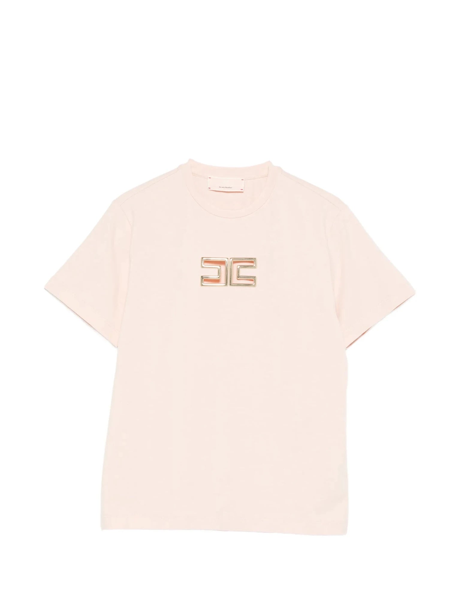 T - SHIRT ROSA PASTELLO CON LOGO IN ORO ELISABETTA FRANCHI - Angel Luxury