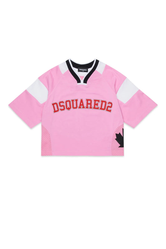T - SHIRT ROSA STILE BASKET CON LOGO DSQUARED2 - Angel Luxury