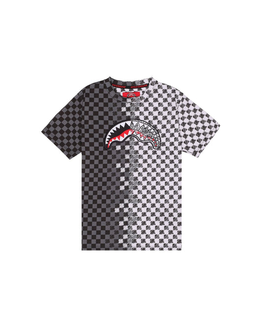 T - SHIRT SPRAYGROUND A SCACCHI BIANCA E NERA - Angel Luxury
