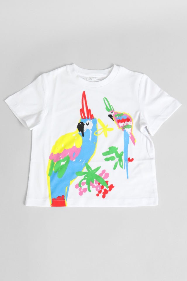 T-shirt StellaMcCartney bianca con pappagallo - Angel Luxury