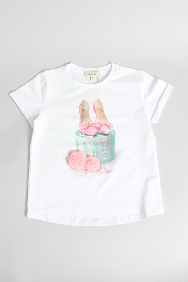 T-shirt Twinset bianca con scarpe - Angel Luxury
