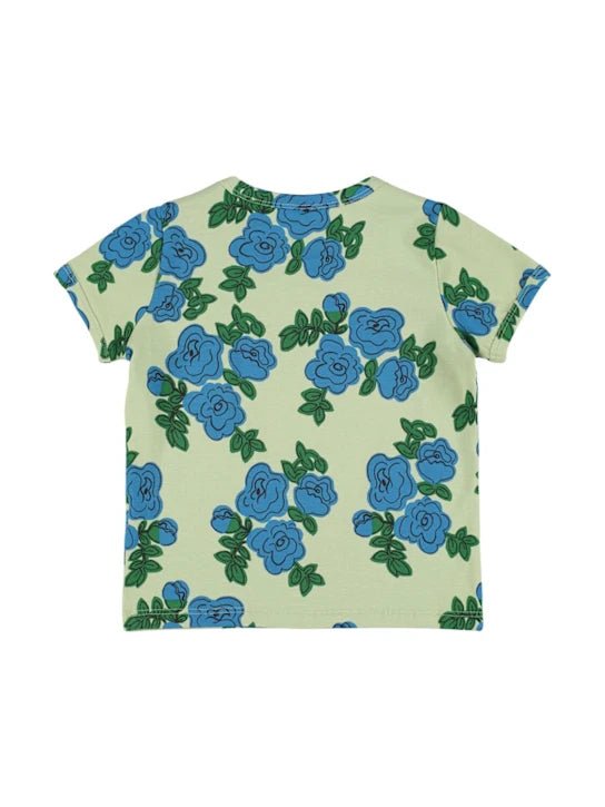 T - SHIRT VERDE CON FIORI BLU MINI RODINI - Angel Luxury