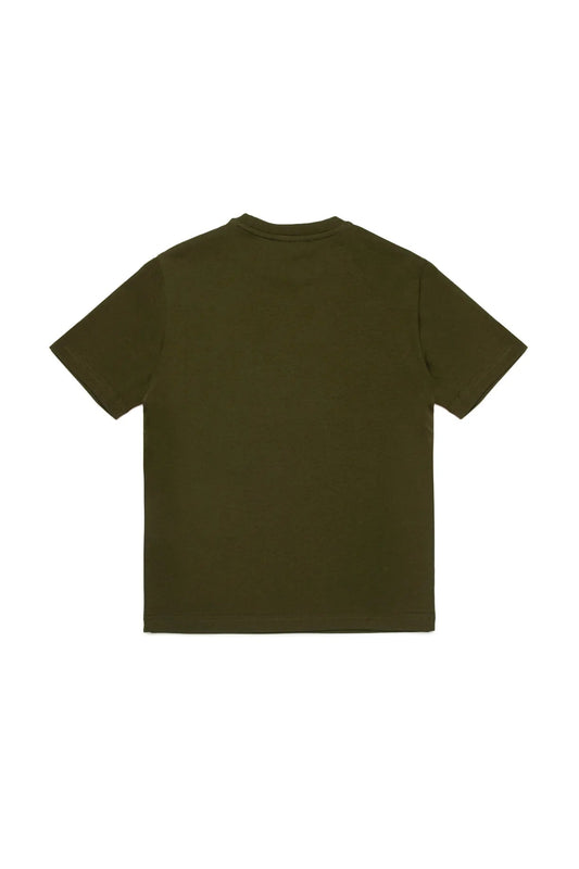 T - SHIRT VERDE CON LOGO ARANCIONE DSQUARED2 - Angel Luxury