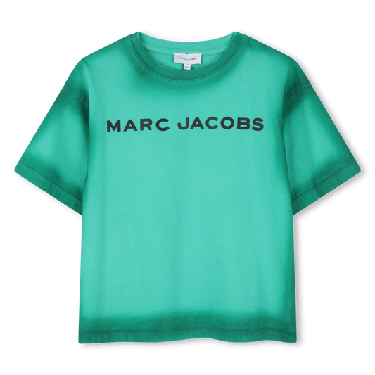 T - SHIRT VERDE MENTA CON LOGO GOMMATO NERO MARC JACOBS - Angel Luxury