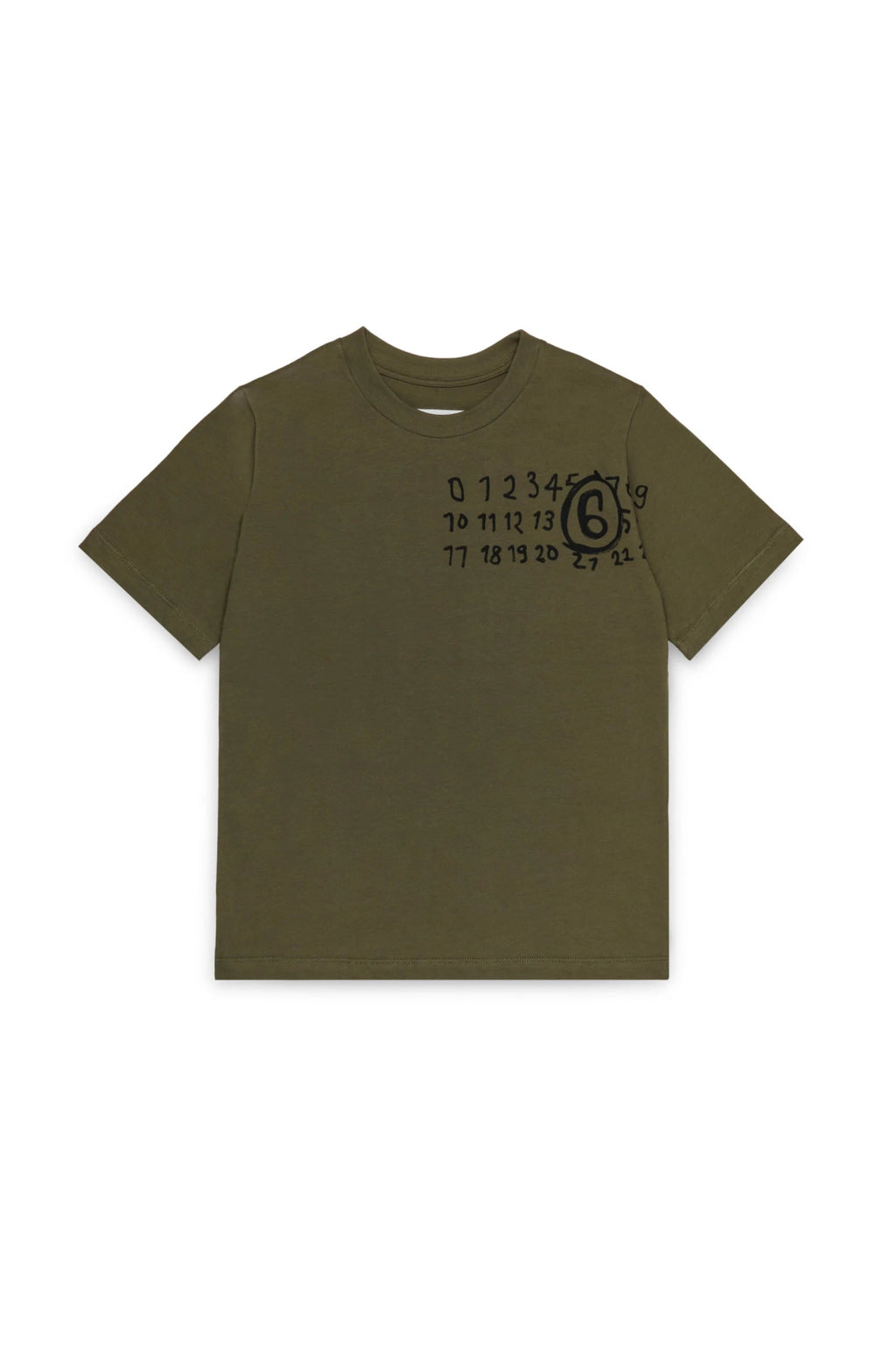 T - SHIRT VERDE MILITARE CON LOGO SCRITTO A MANO MAISON MARGIELA - Angel Luxury