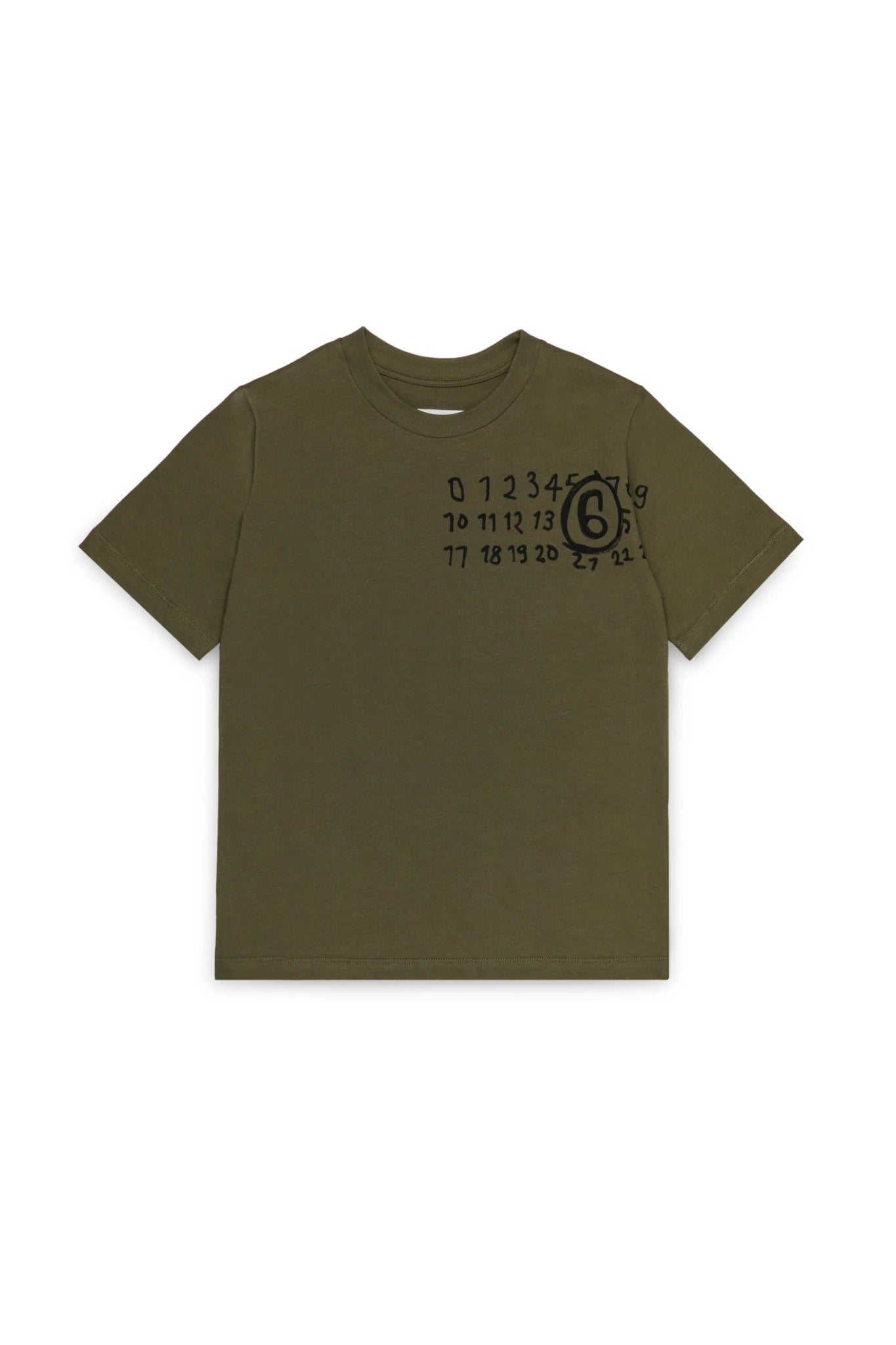 T - SHIRT VERDE MILITARE CON LOGO SCRITTO A MANO MAISON MARGIELA - Angel Luxury