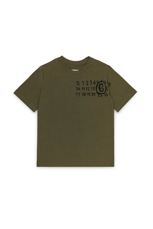 T - SHIRT VERDE MILITARE CON LOGO SCRITTO A MANO MAISON MARGIELA - Angel Luxury