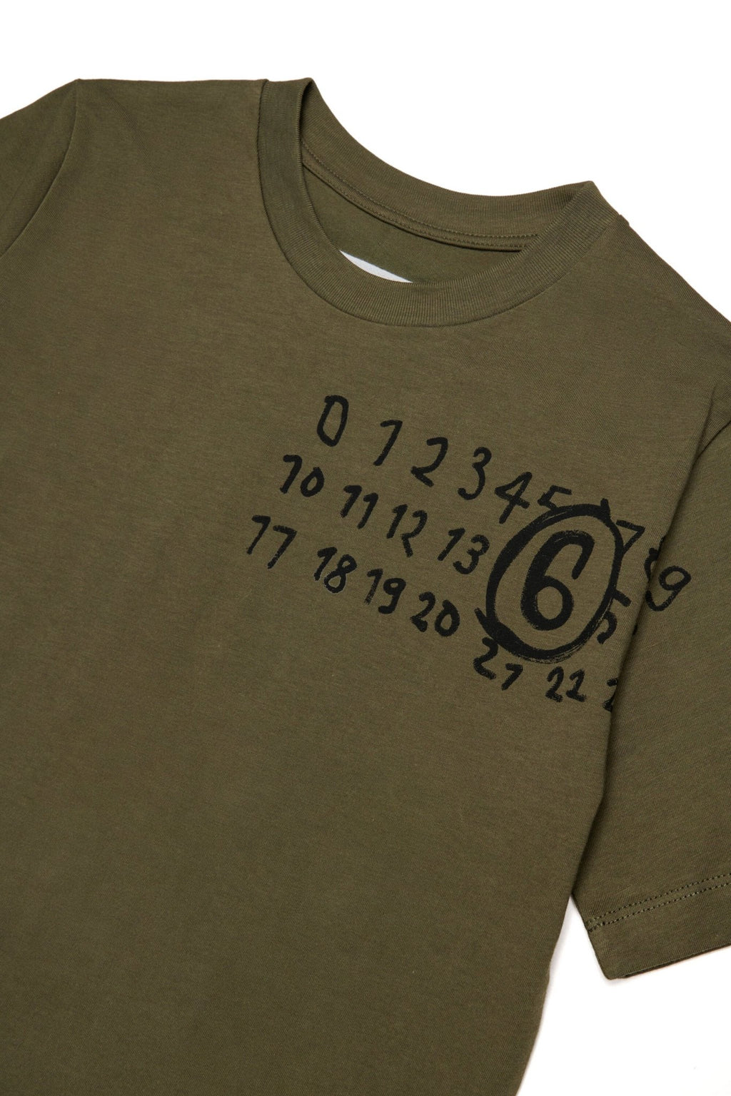 T - SHIRT VERDE MILITARE CON LOGO SCRITTO A MANO MAISON MARGIELA - Angel Luxury