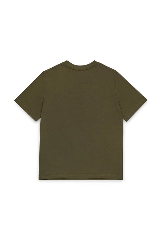 T - SHIRT VERDE MILITARE CON LOGO SCRITTO A MANO MAISON MARGIELA - Angel Luxury